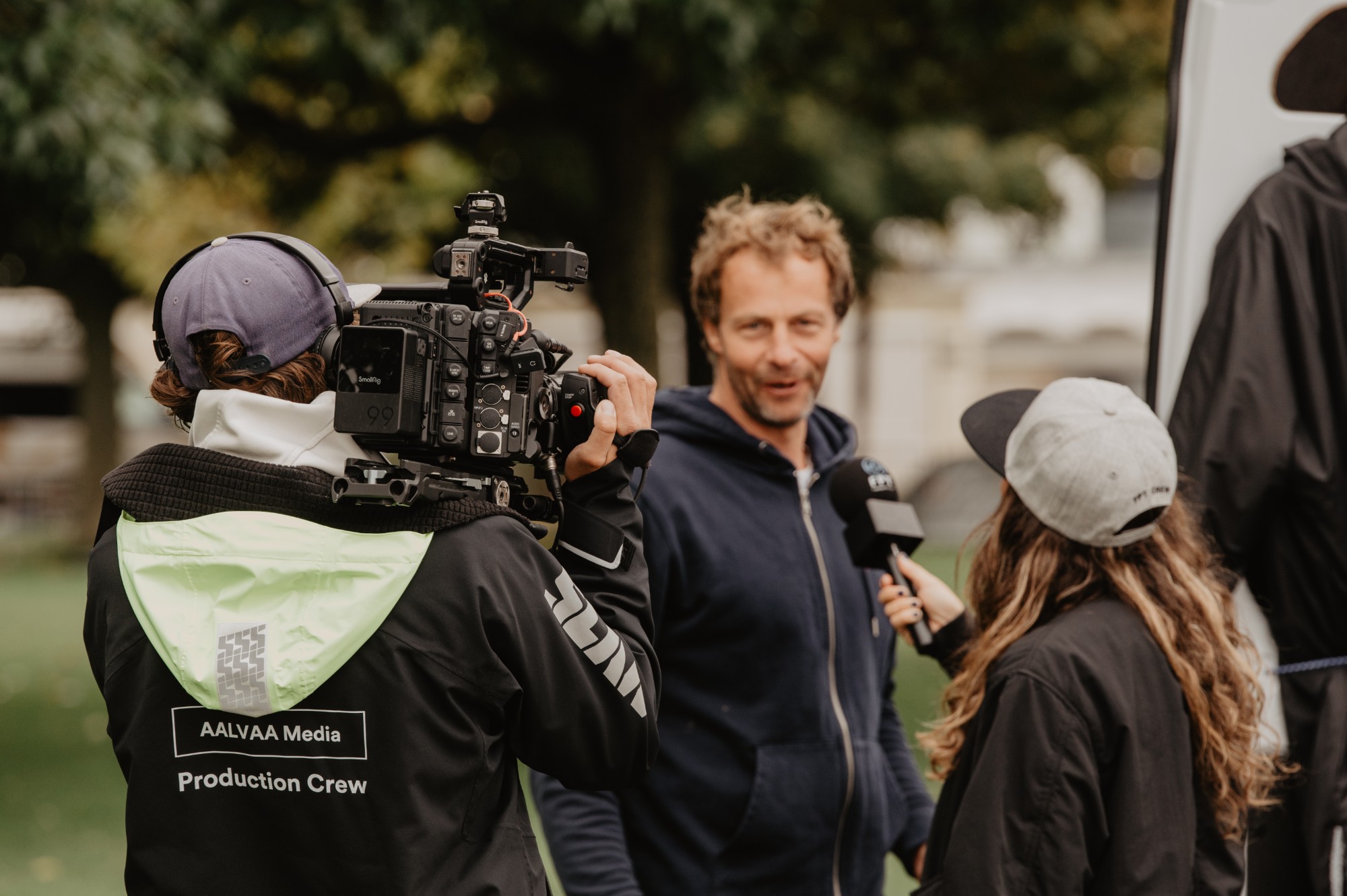 AALVAA Media production crew filming an interview on location